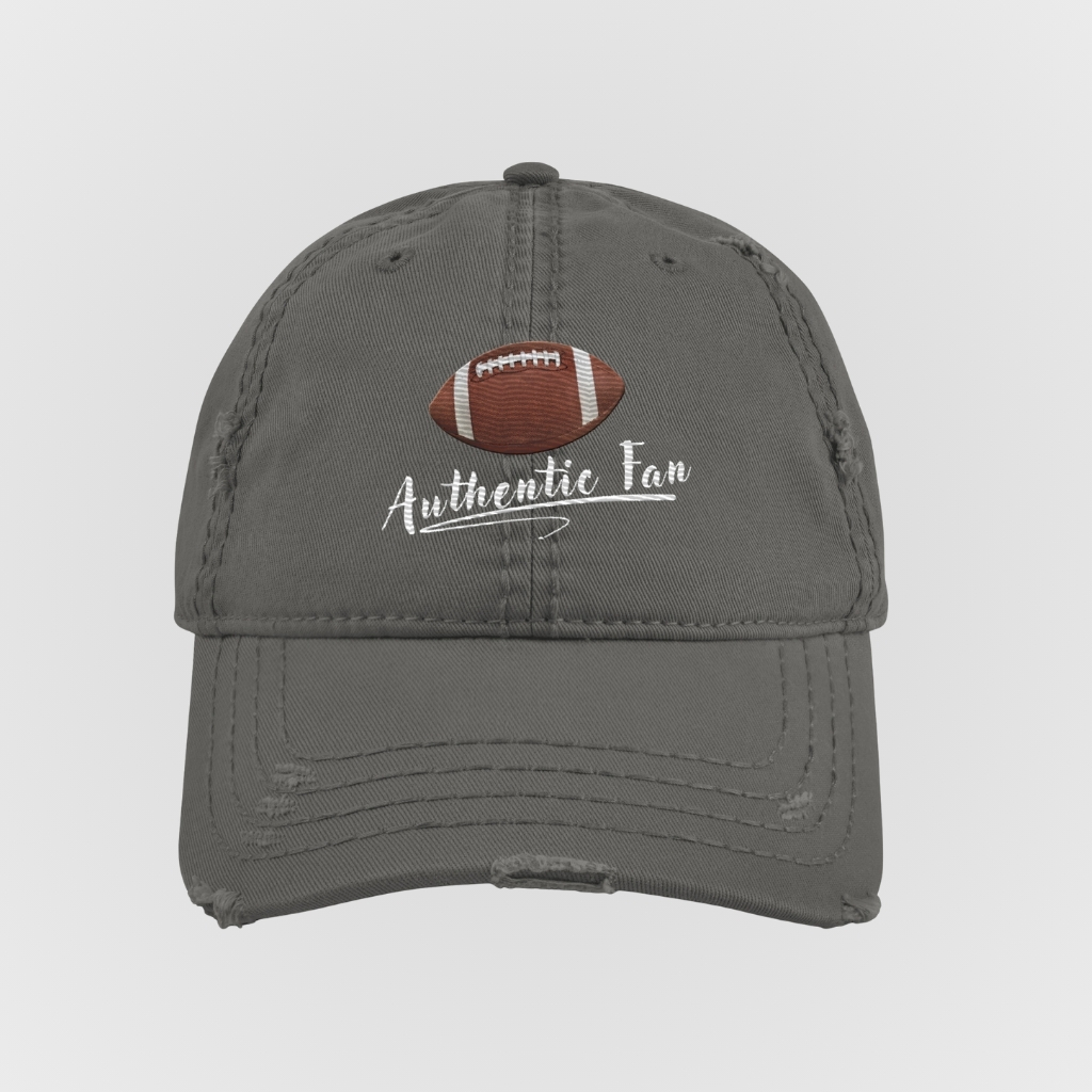 Authentic Fan Distressed Dad Hat | Embroidered American Football Cap | Vintage Cotton Twill Sports Hat for Game Day & Streetwear