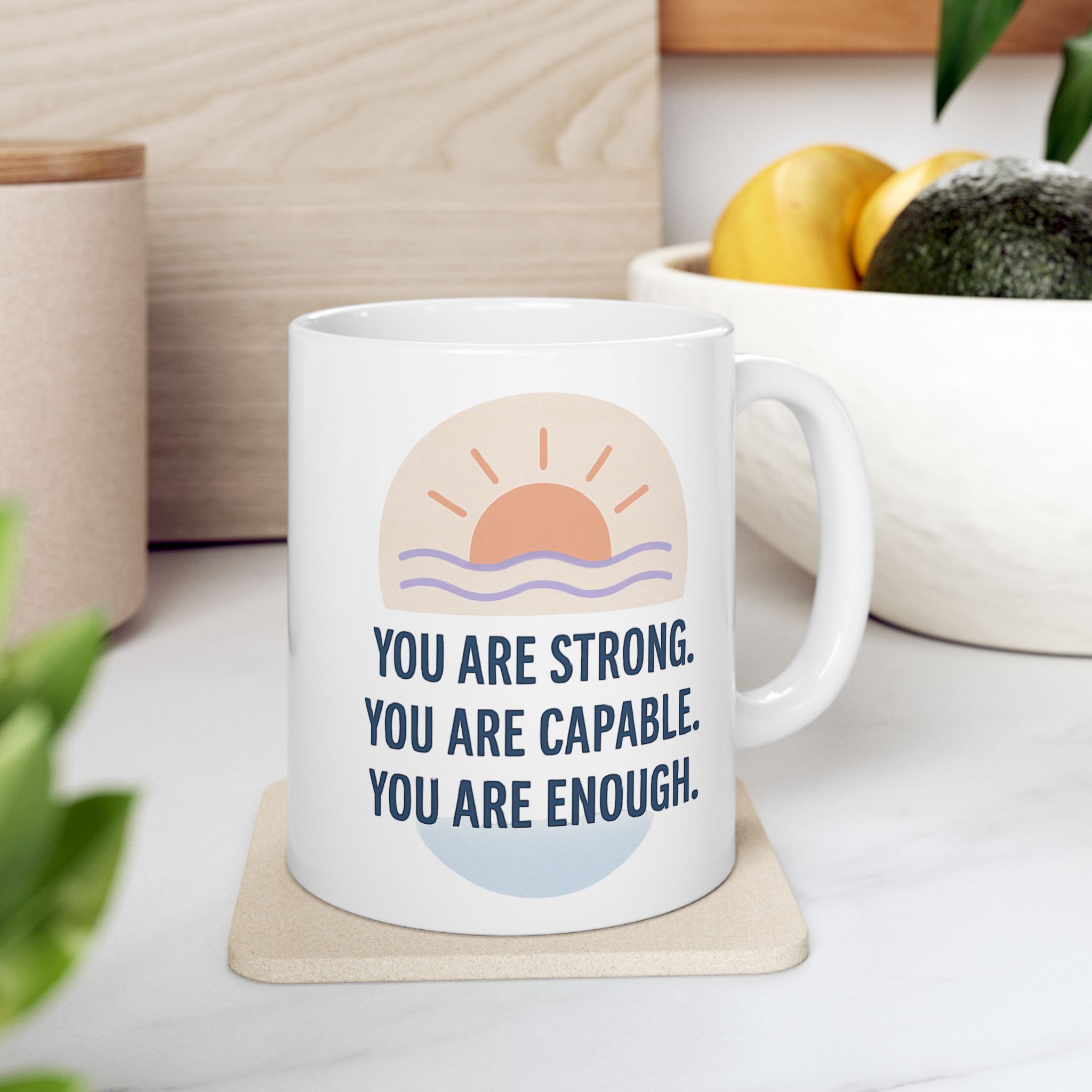 Daily Affirmations Mug | Motivational Ceramic Coffee Mug | Self-Care Gift for Women & Men | Morning Routine Mindset Mug