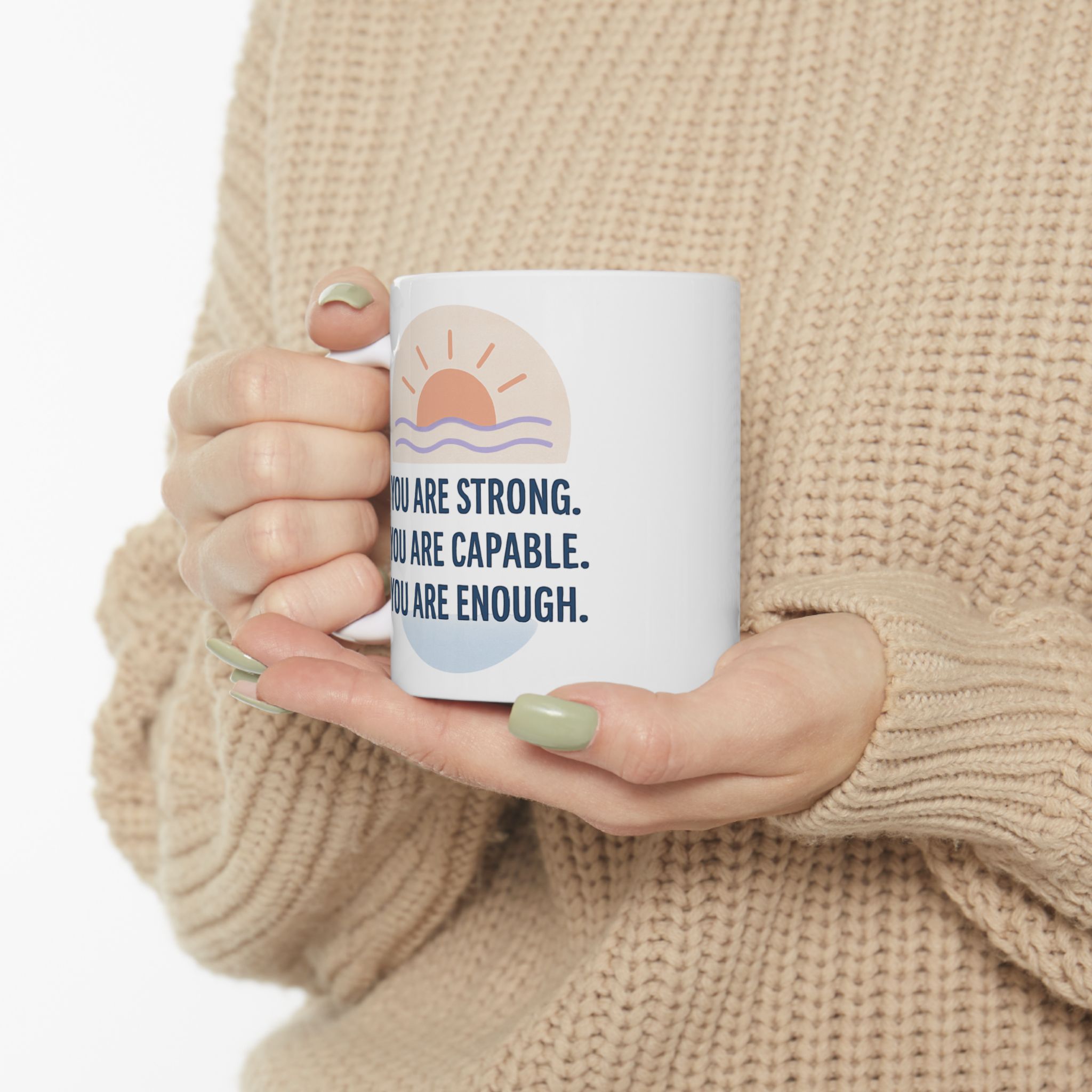 Daily Affirmations Mug | Motivational Ceramic Coffee Mug | Self-Care Gift for Women & Men | Morning Routine Mindset Mug