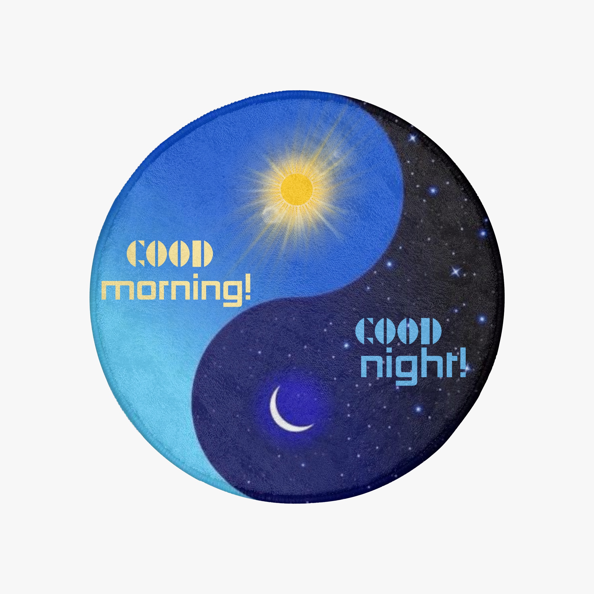 Round morning and night Faux Cashmere Rug – Day & Night Floor Mat for Bedroom, Living Room, Bathroom or Outdoor Use